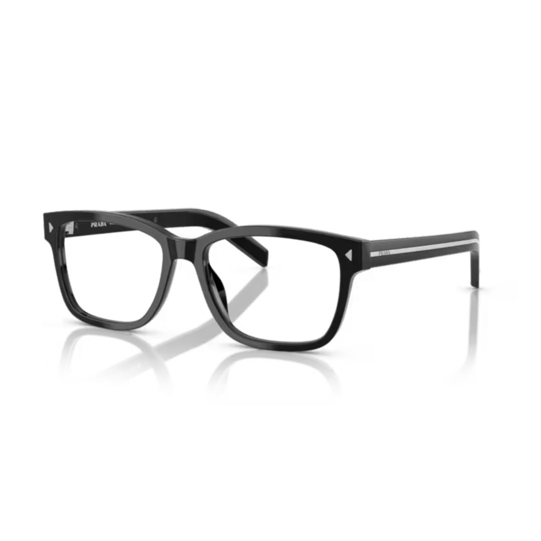 Prada 0Pr B10v Bold Rectangular Black Acetate Eyeglasses