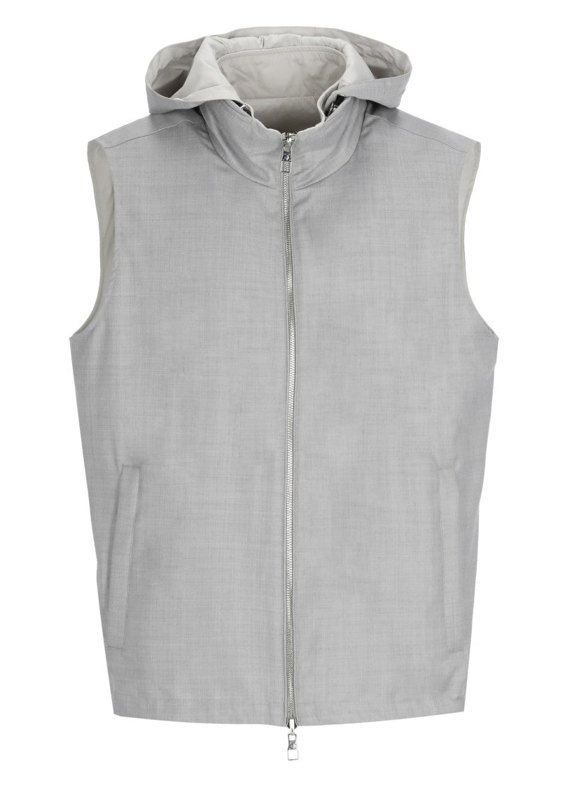 Montecore Grey Wool Reversible Hooded Jacket