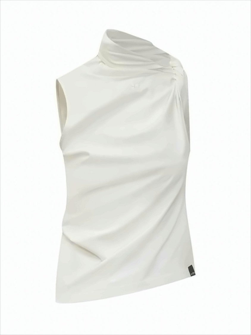 Courrèges High-Neck Sleeveless Top With Subtle Ruching