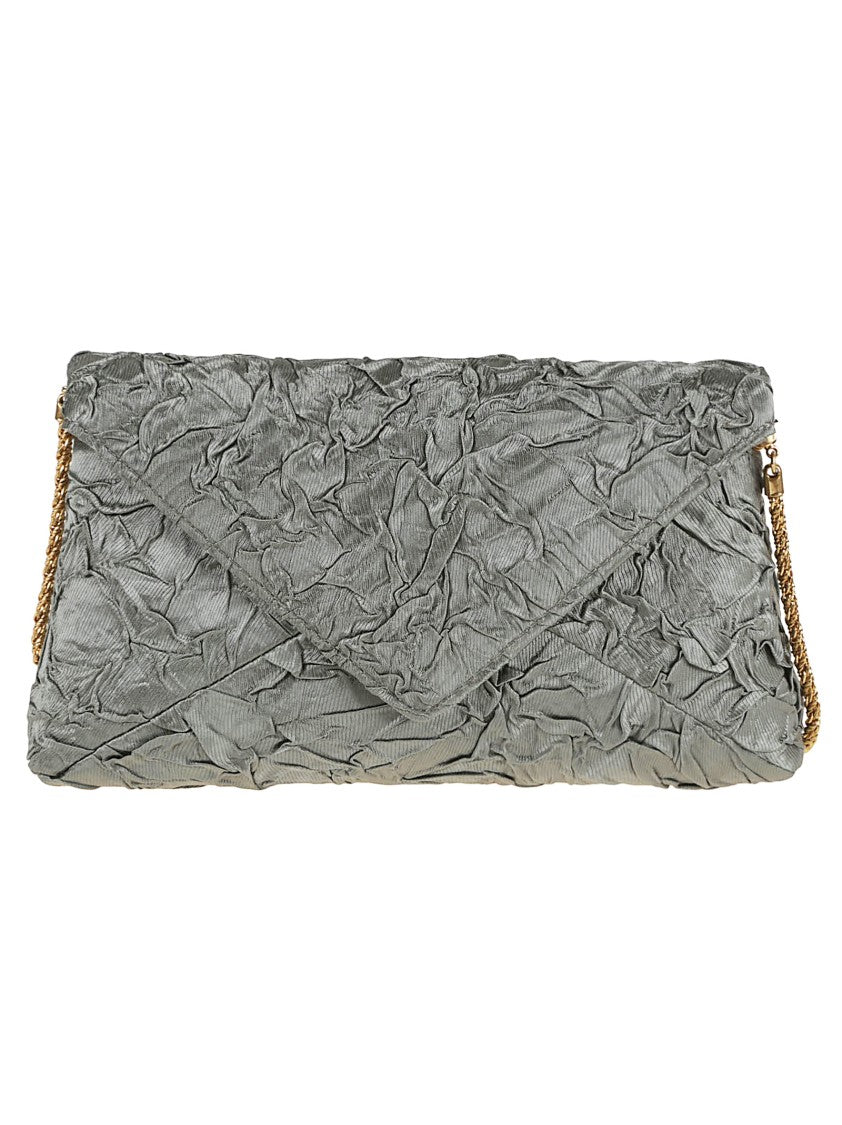 Dries Van Noten Pleated Light Blue Cotton Clutch Bag