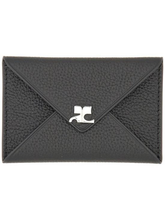 Courrèges Textured Cowhide Leather Card Wallet With Flap Closure