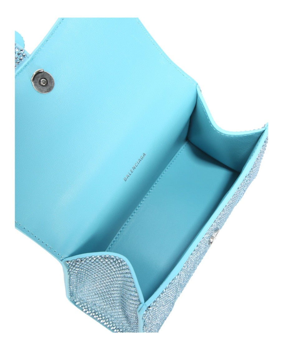 Balenciaga Hourglass Xs Crystal-Embellished Suede Top Handle Bag