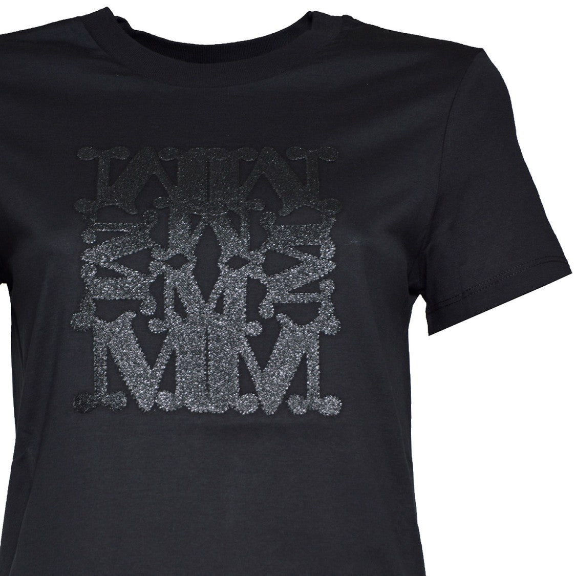 Max Mara Taverna Black Cotton T-Shirt With Logo Embroidery