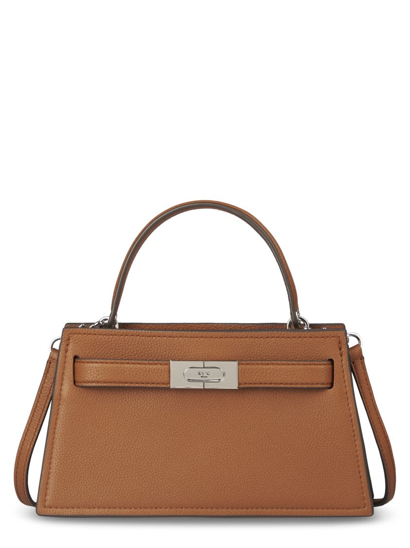 Tory Burch Petite Lee Radziwill Pebbled Handbag With Structured Silhouette