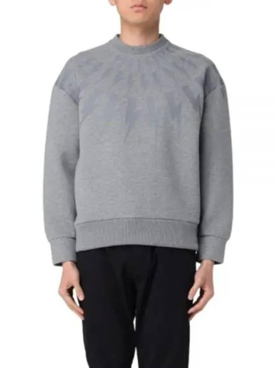 Neil Barrett Relaxed Fit Grey Long-Sleeve Sweatshirt With Ribbed Details