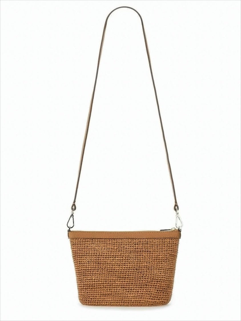Helen Kaminski Structured Raffia Crossbody Bag With Leather Trim