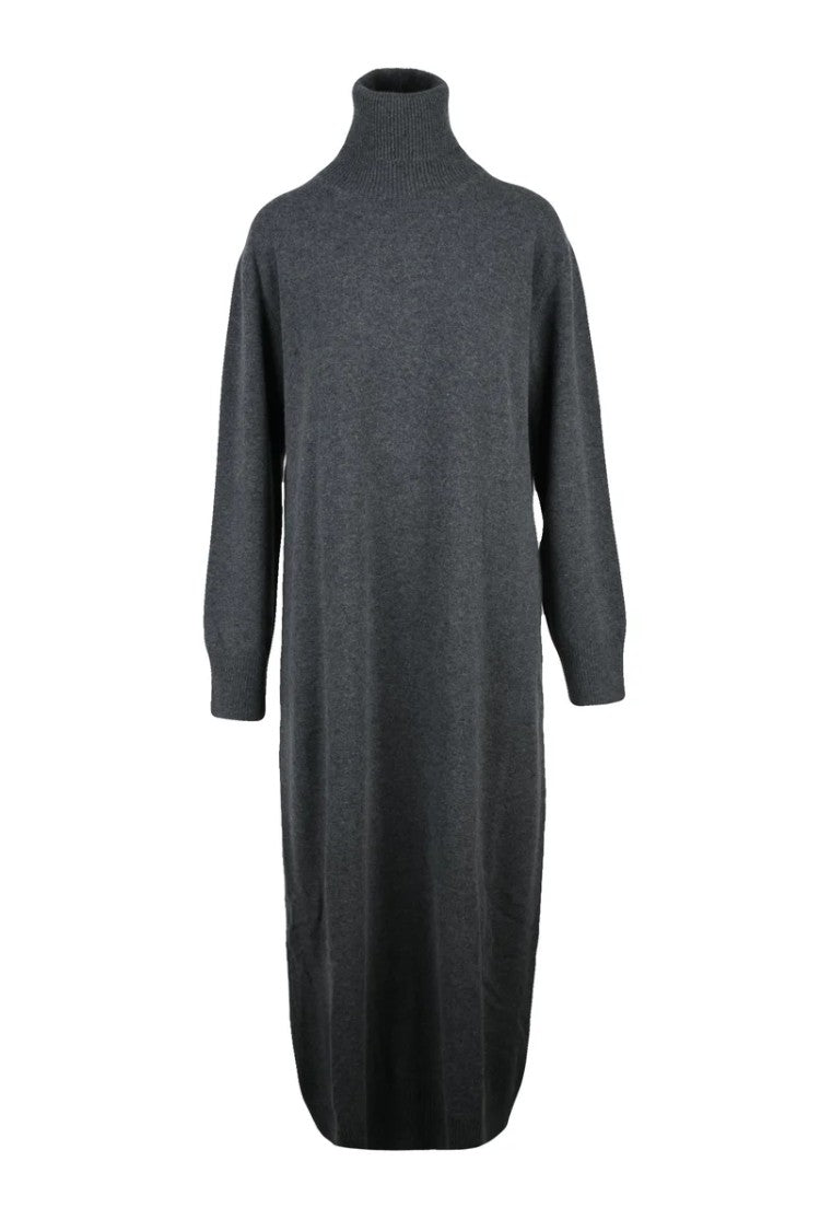 Fabiana Filippi Long Wool Silk Cashmere Dress - Grey