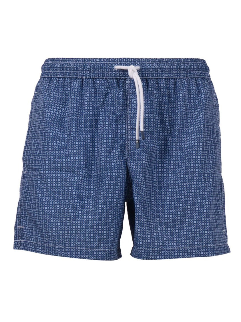 Fedeli Blue Woven Geometric Swim Shorts