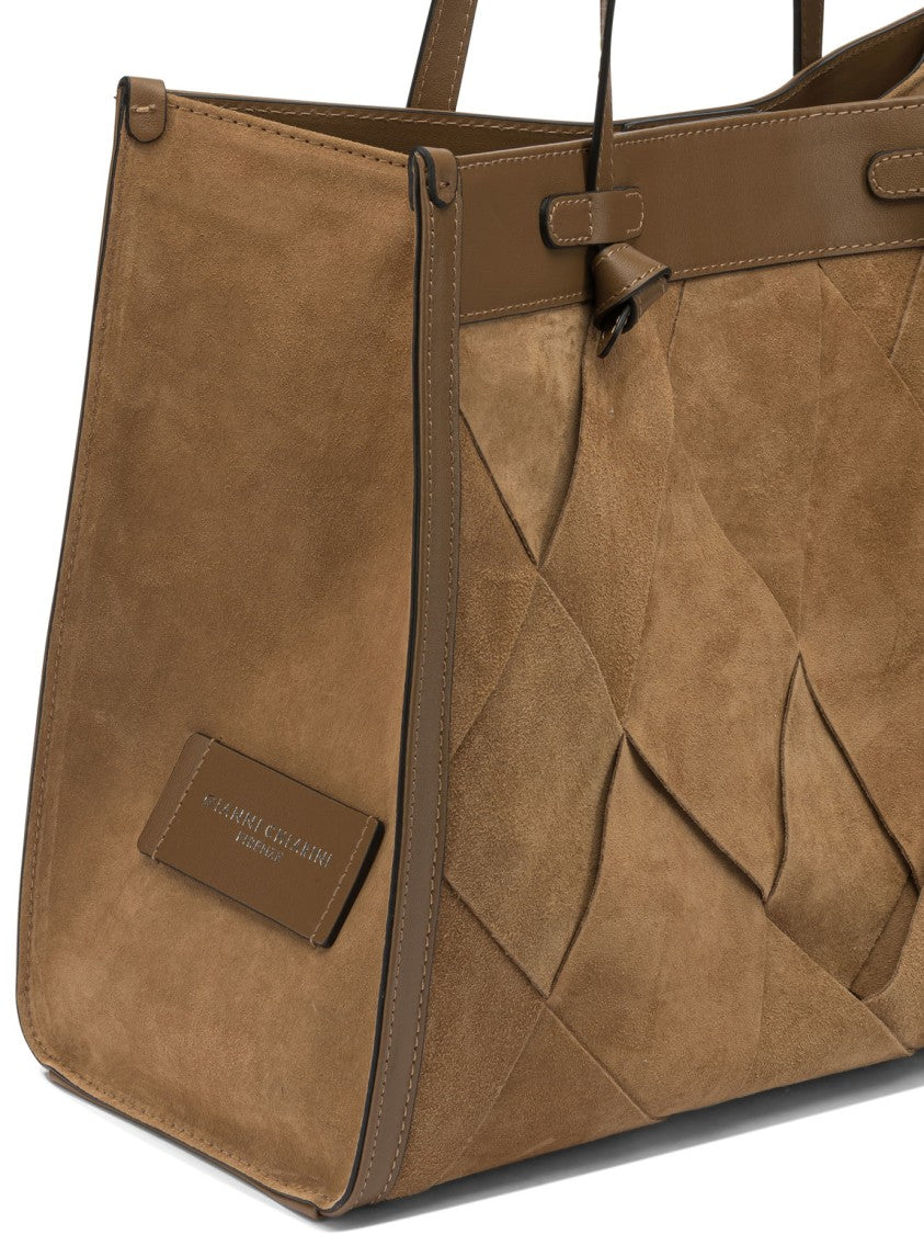 Gianni Chiarini Structured Patchwork Shoulder Bag With Dual Top Handles