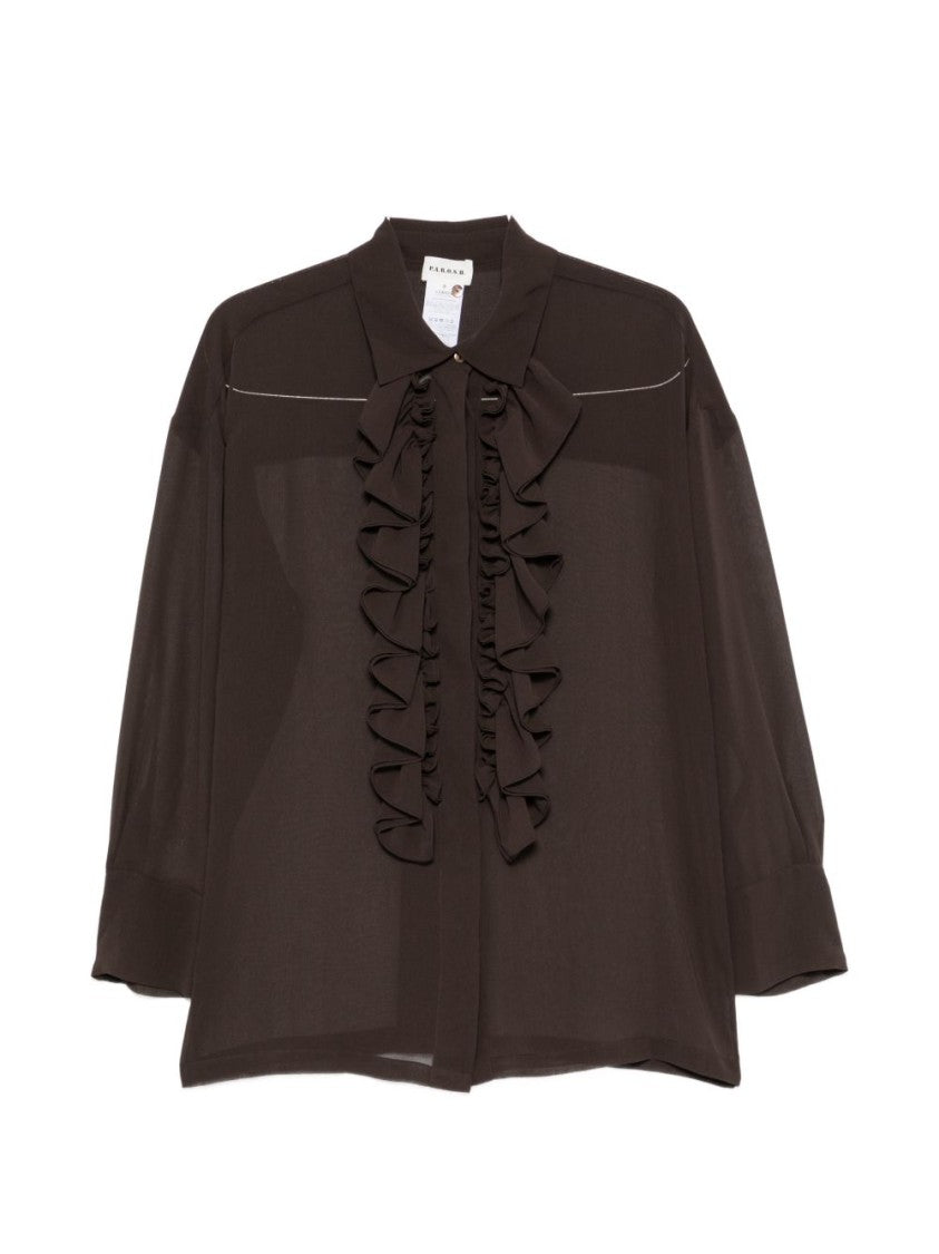 Parosh Boxy Vertical Ruffle Shirt