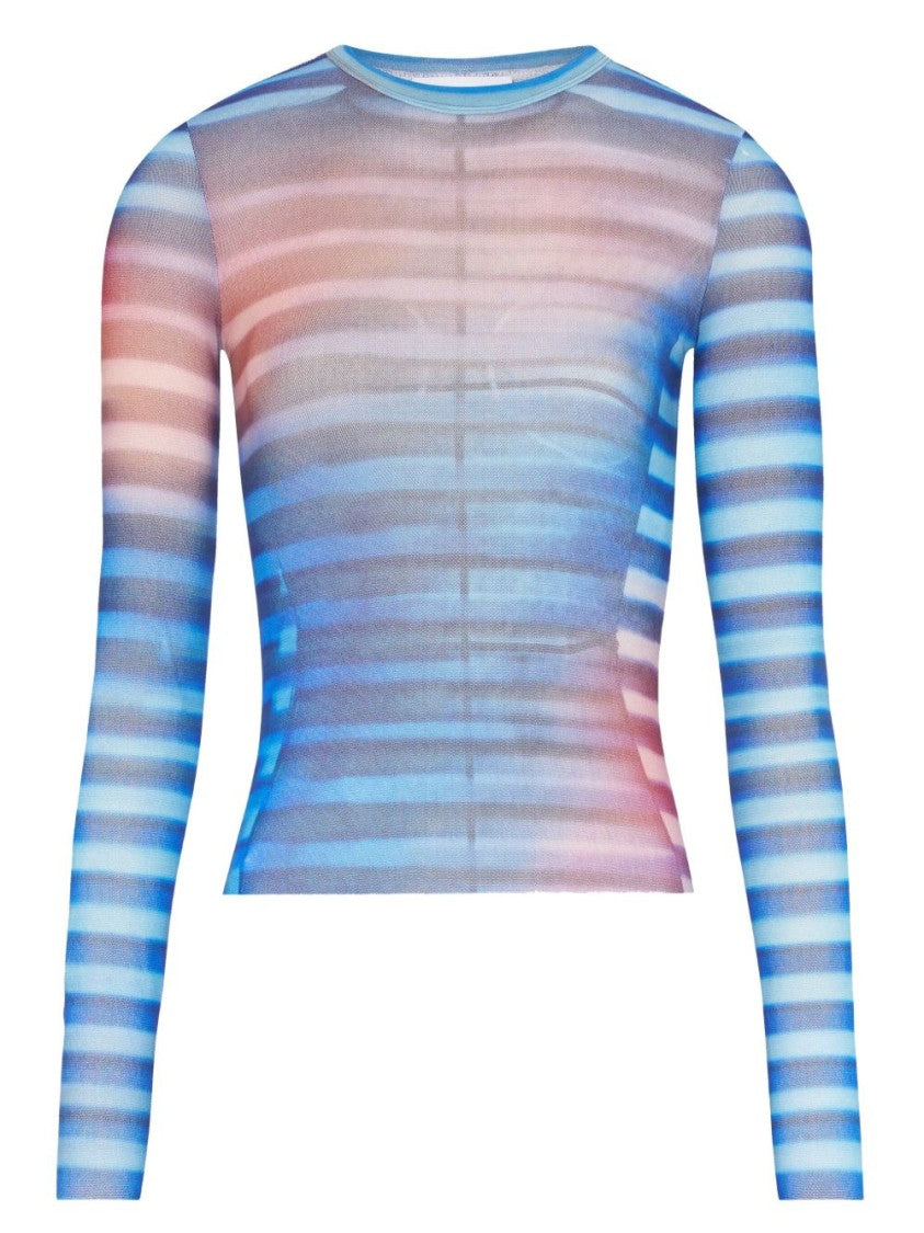 Jean Paul Gaultier Air Print Mesh Long Sleeve Shirt