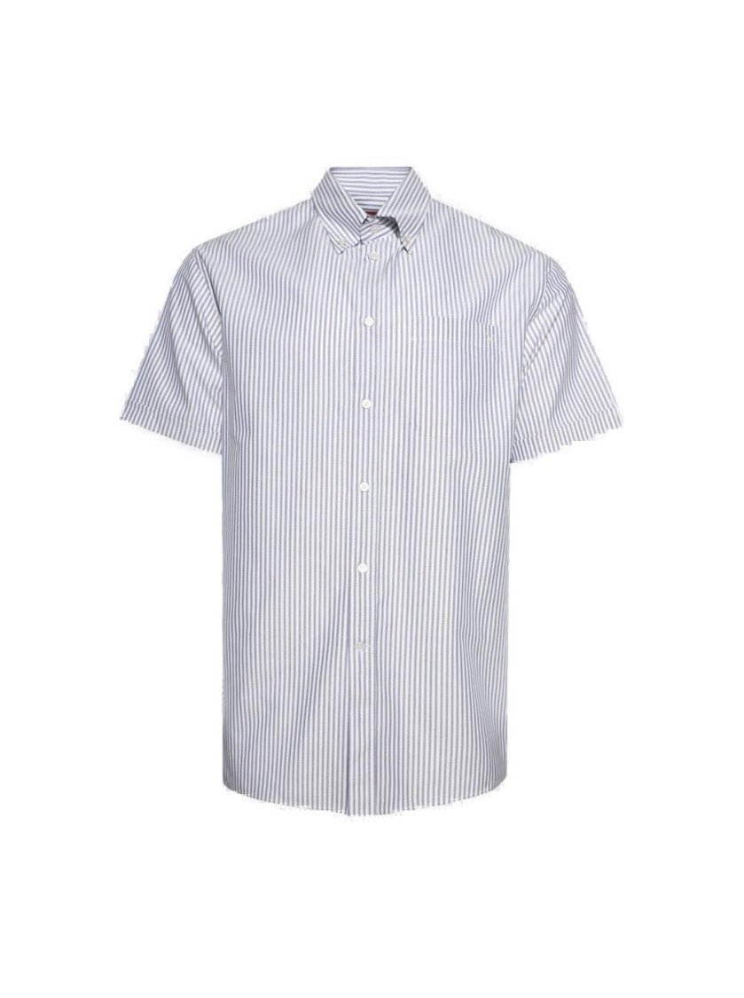 Valentino Striped Oxford Shirt Riga Bianco
