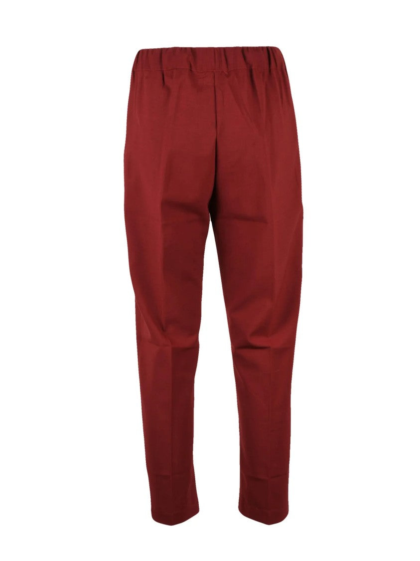 Semi Couture Red Pleated Stretch Virgin Wool-Blend Pants