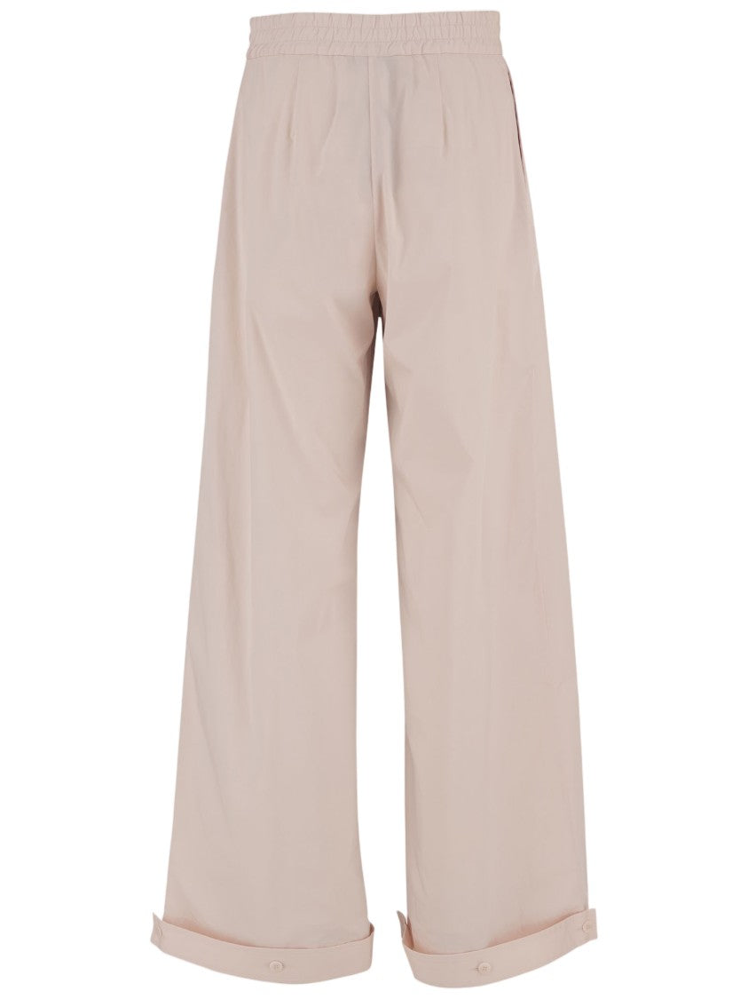Sa Su Phi Light Pink Wide-Leg Cotton-Blend Pants