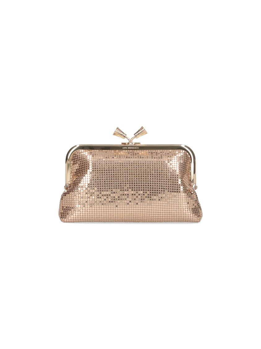 Anya Hindmarch Gold Maud Sequin Mesh Chain Pouch
