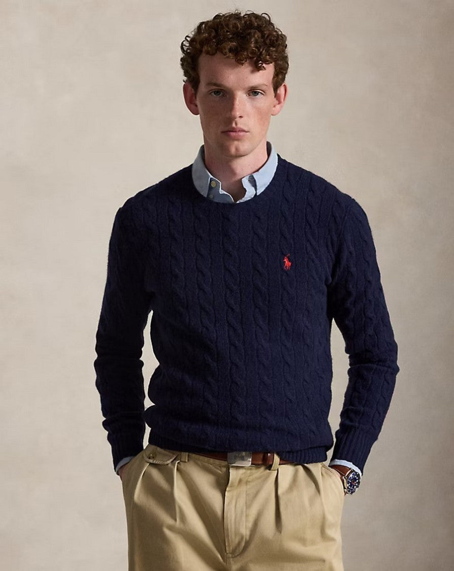 Polo Ralph Lauren Navy Cable-Knit Crew-Neck Sweater