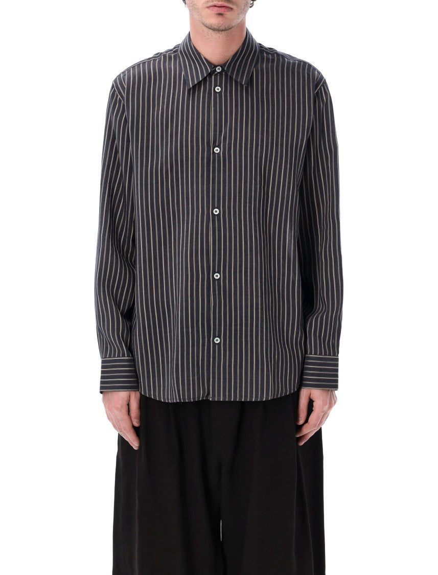 Studio Nicholson View Striped Lyocell Silk Blend Shirt