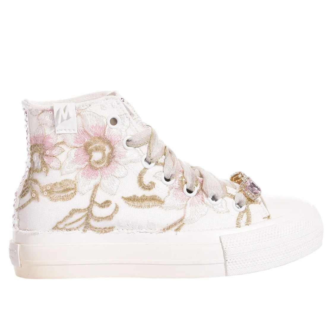 Mimanera Embroidered Platform Sneakers With Regal Embellishments