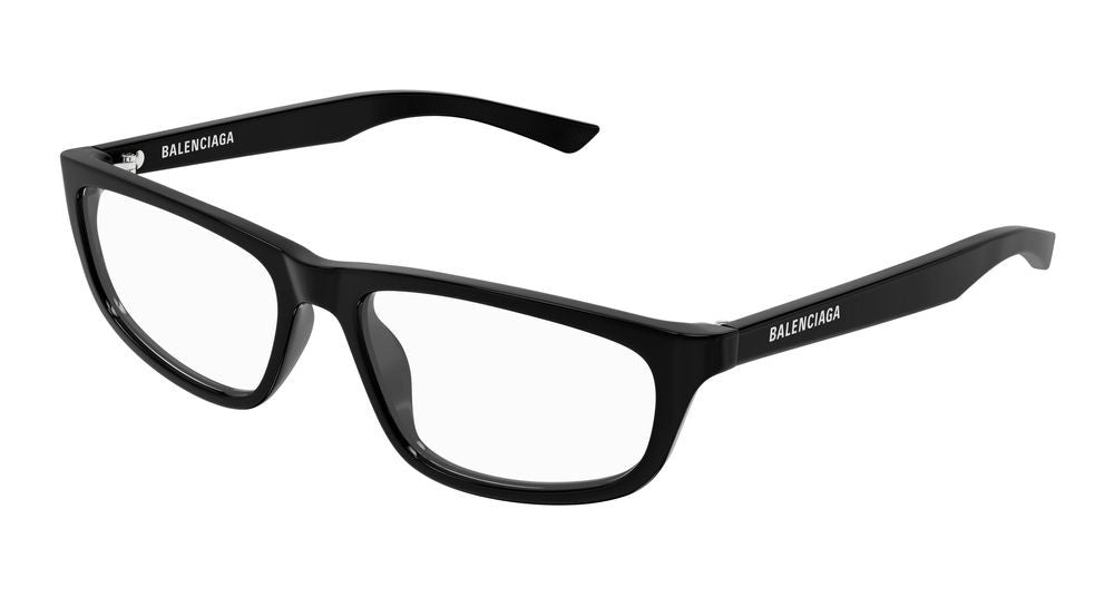 Balenciaga Black Sleek Acetate Frame Bold Oversized Eyeglasses