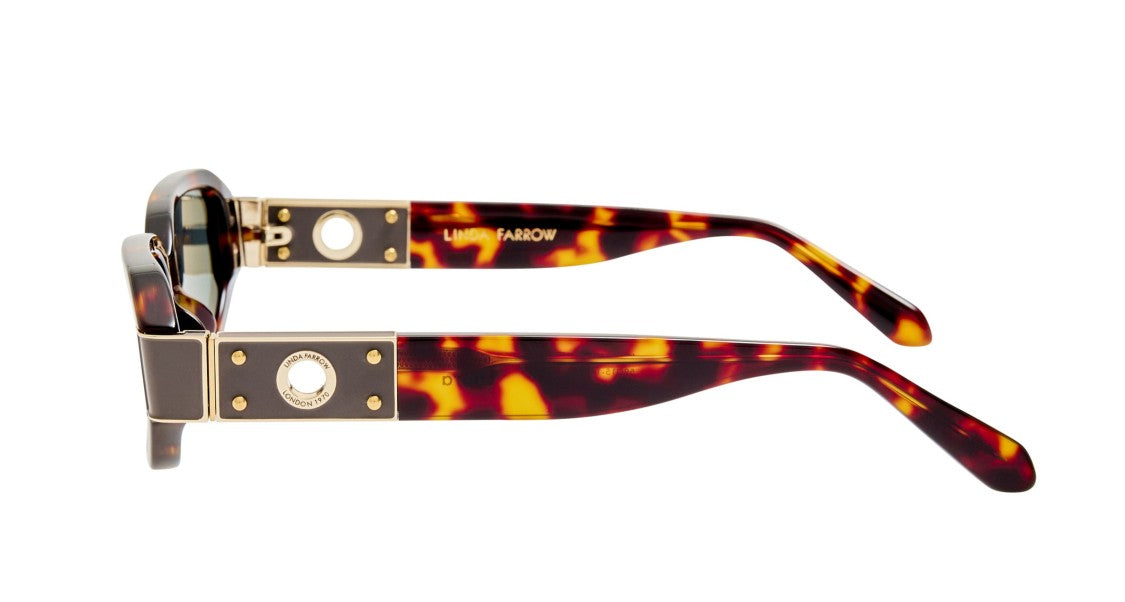 Linda Farrow Lfl Oversized Geometric Tortoiseshell Sunglasses With Gold-Tone Accents