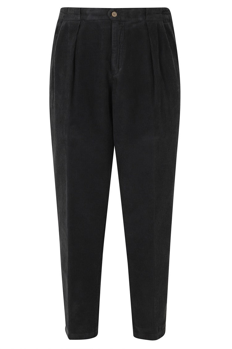 Briglia Anthracite Straight-Leg Corduroy Cotton Straight-Leg Pants