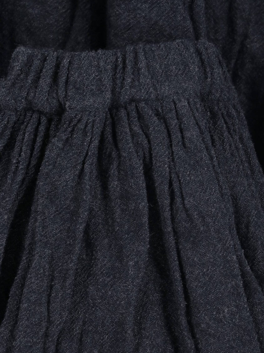 Daniela Gregis Grey Wool Elastic Waist Midi Skirt