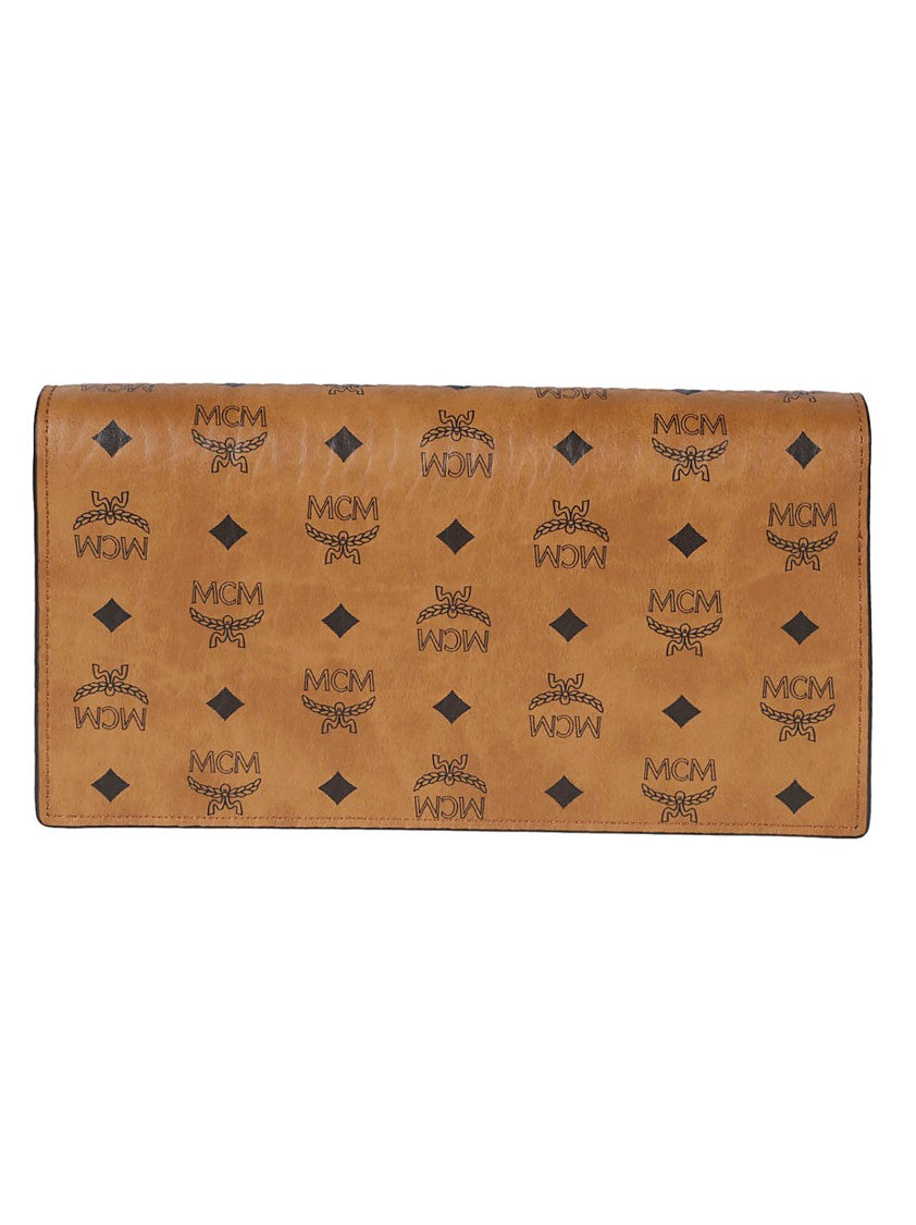 Mcm Brown Leather Logo Flap Bag