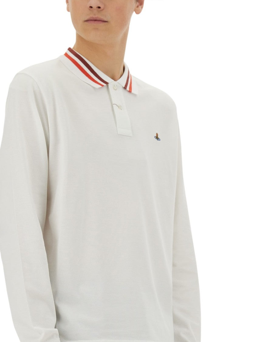 Vivienne Westwood Long-Sleeved White Polo With Logo