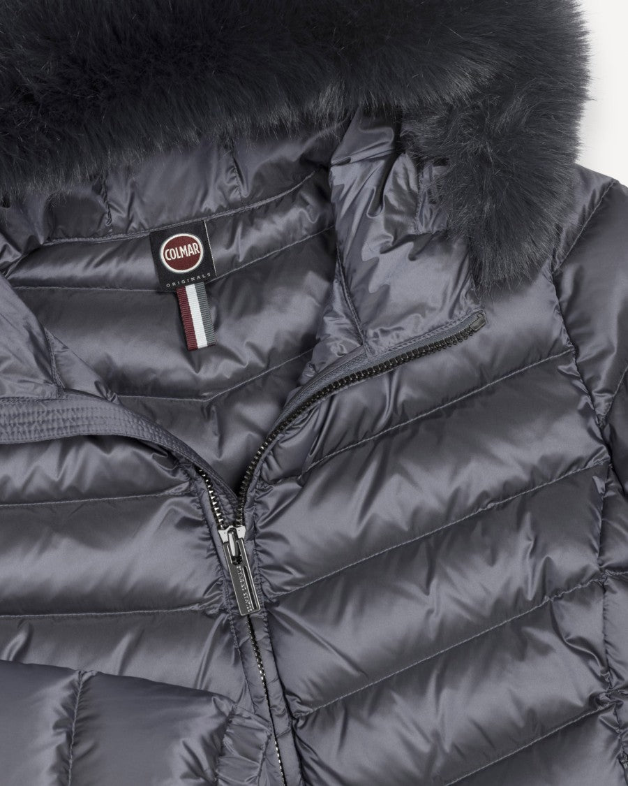 Colmar Chevron Quilted Padded Down Coat With Detachable Faux Fur Hood