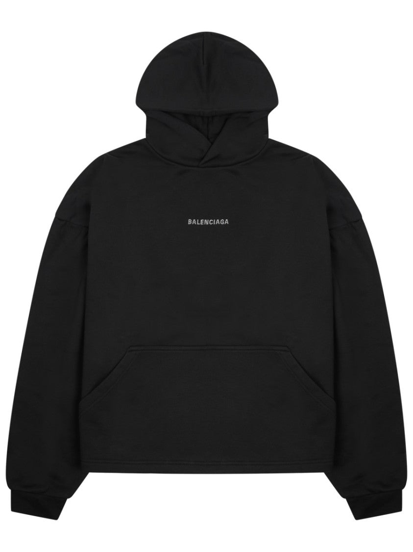 Balenciaga Cropped Sweatshirt With Front And Back Logo Details