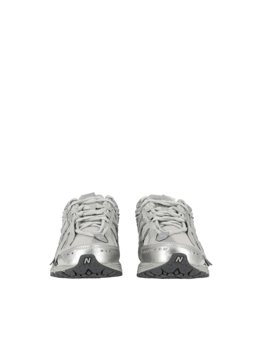 New Balance Grey/Silver Synthetic-Mesh Sneakers