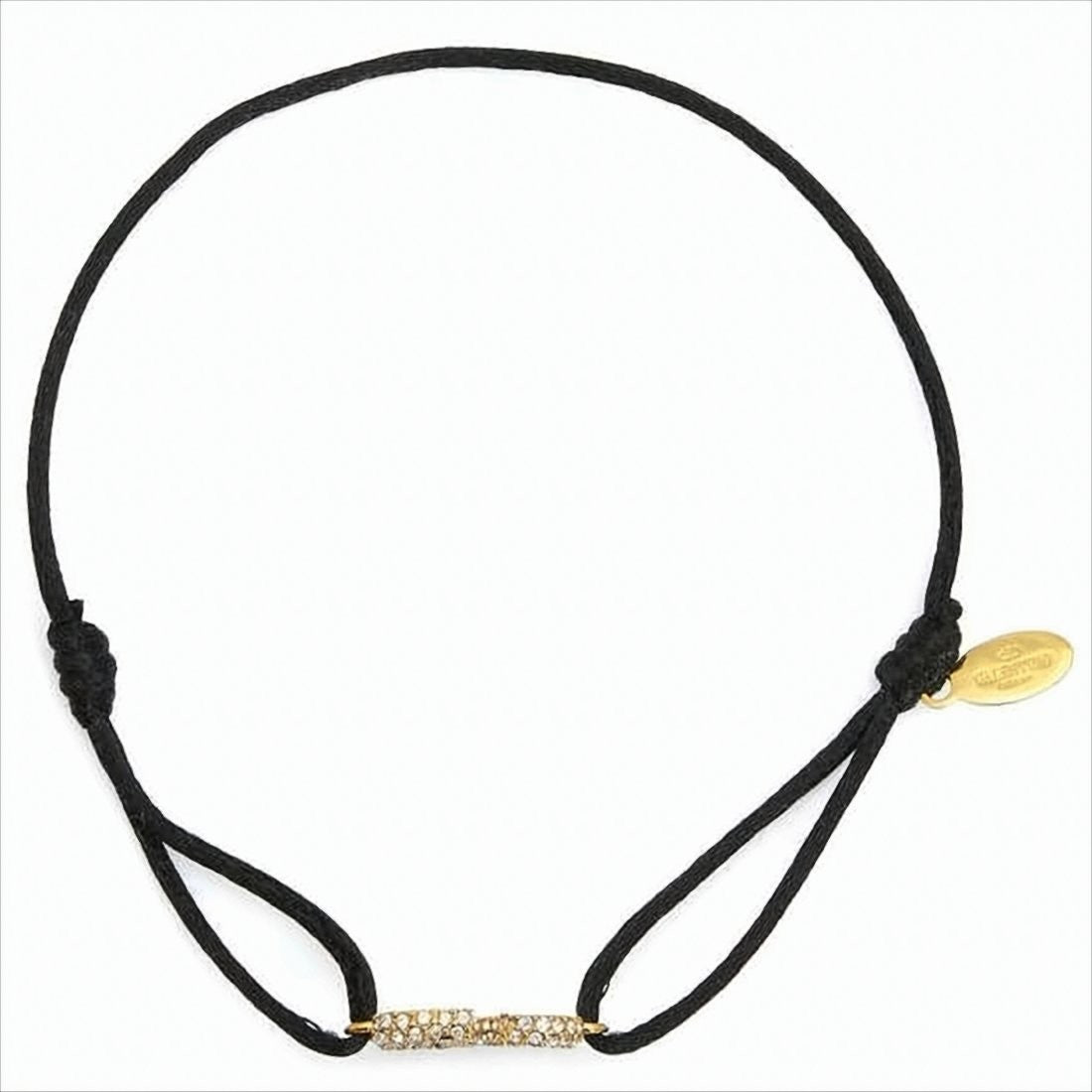 Valentino Garavani Adjustable Black Cord Bracelet With Gold-Tone Brass Emblem
