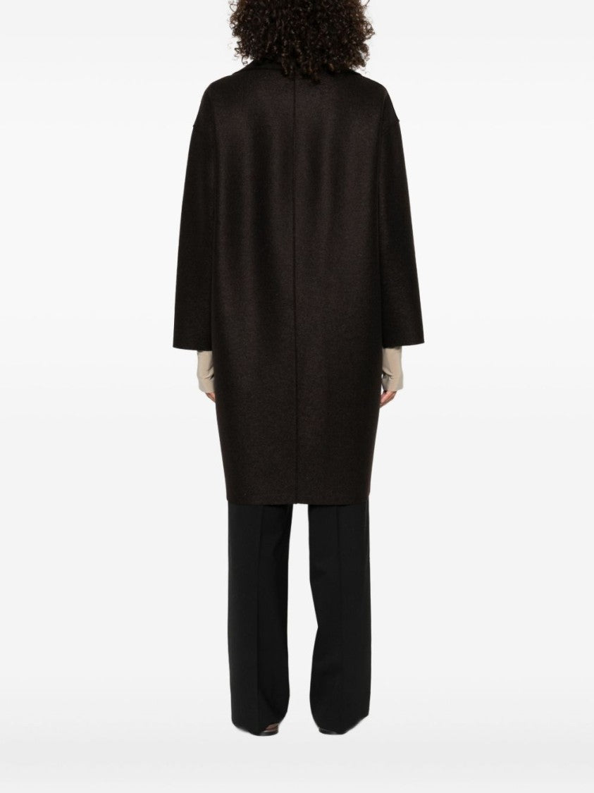 Harris Wharf London Double-Breasted Brown Virgin Wool Coat