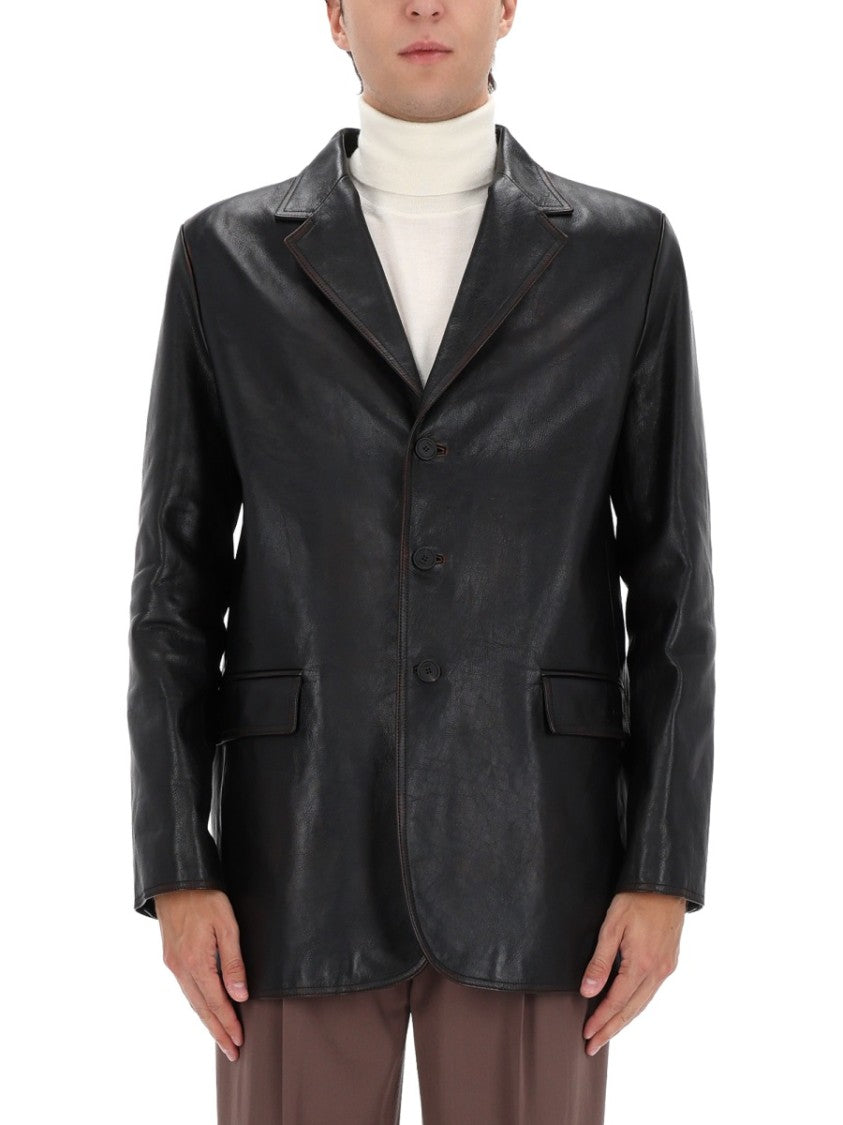 Gucci Black Leather Blazer Jacket