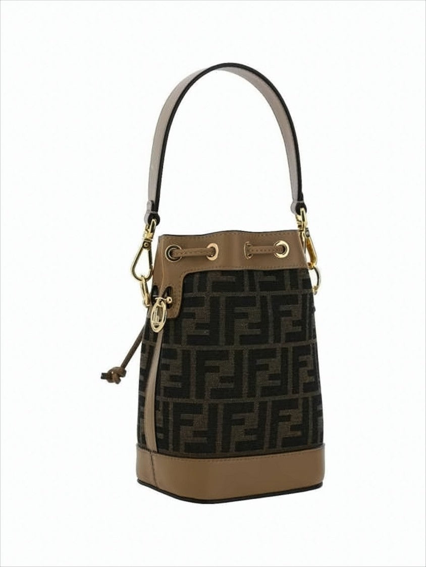 Fendi Bucket-Style Monogram Shoulder Bag With Drawstring Closure