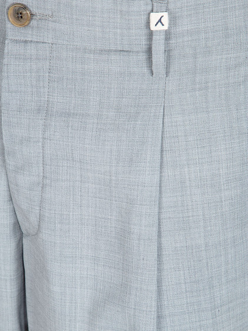 Myths Tailored Light Grey Trousers With Subtle Textured Pattern