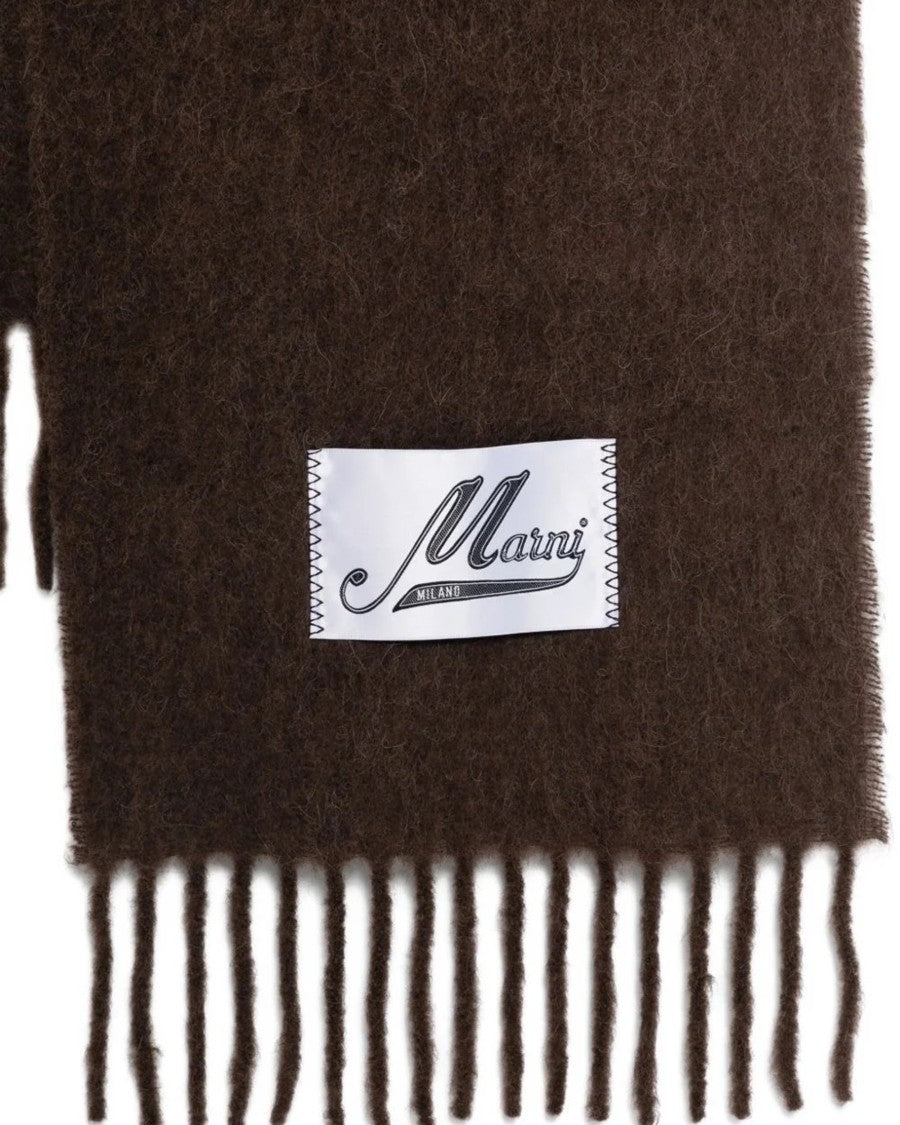Marni Maroon Frange Alpaca-Blend Scarf