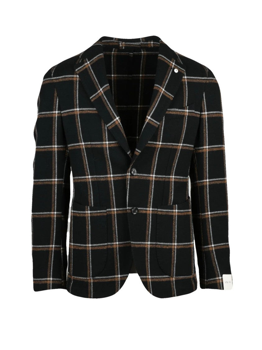 L.B.M. 1911 Round Jacket In Wool Blend With Large Check Pattern