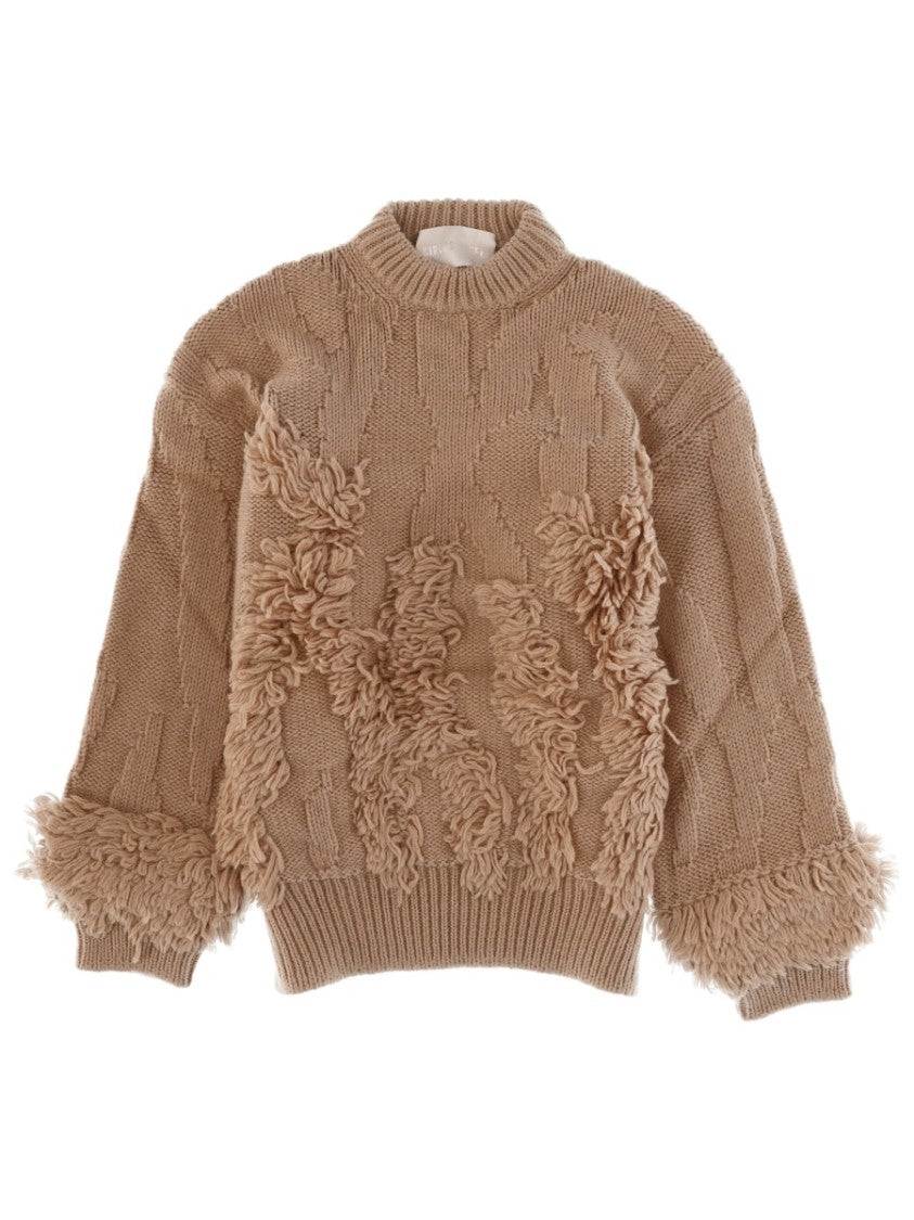Circus Hotel Neutrals Fluffy Textured Knit Sweater