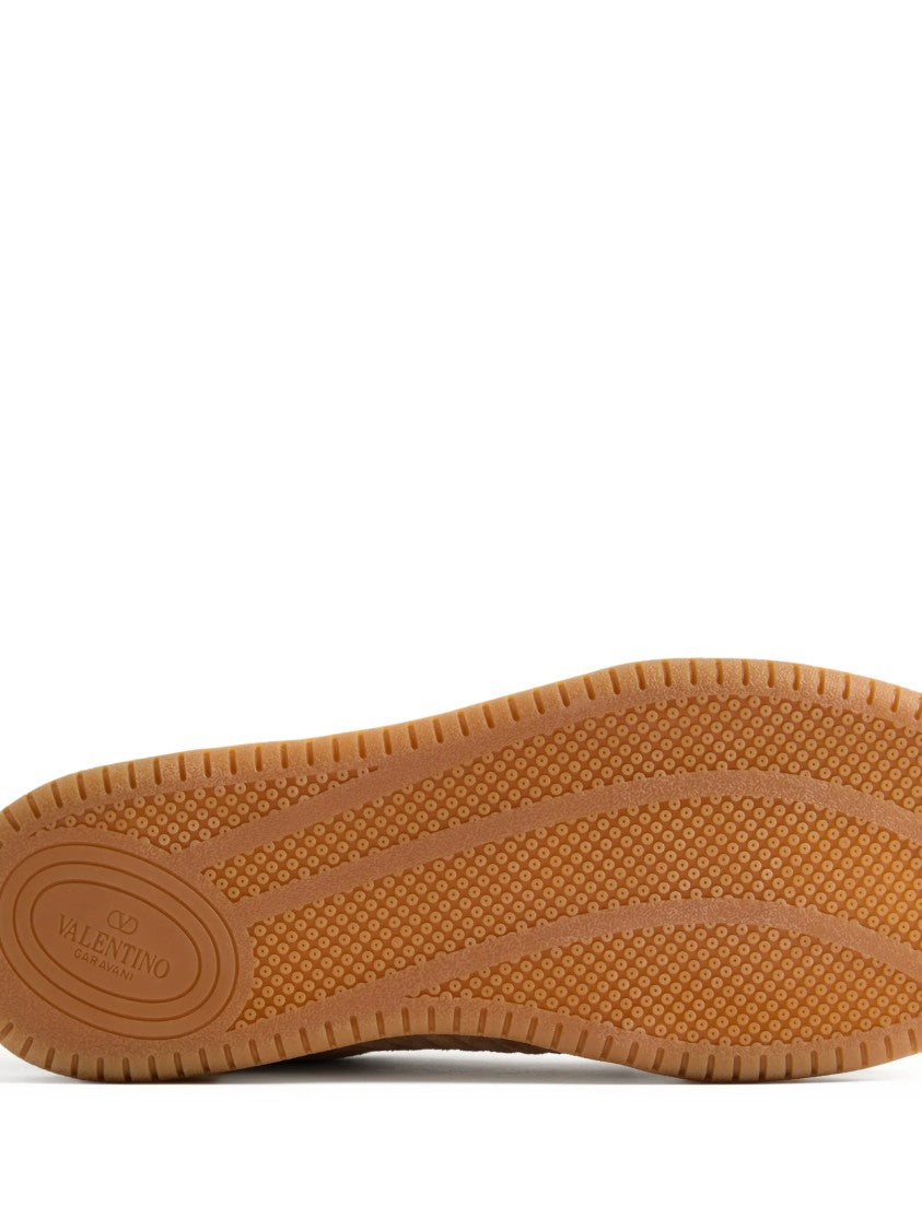 Valentino Brown Sparry Suede Low-Top Sneakers