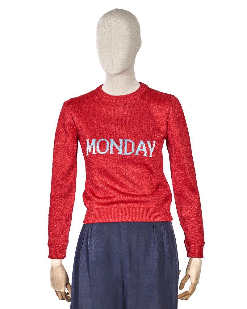 Alberta Ferretti Monday Lurex Red Sweater