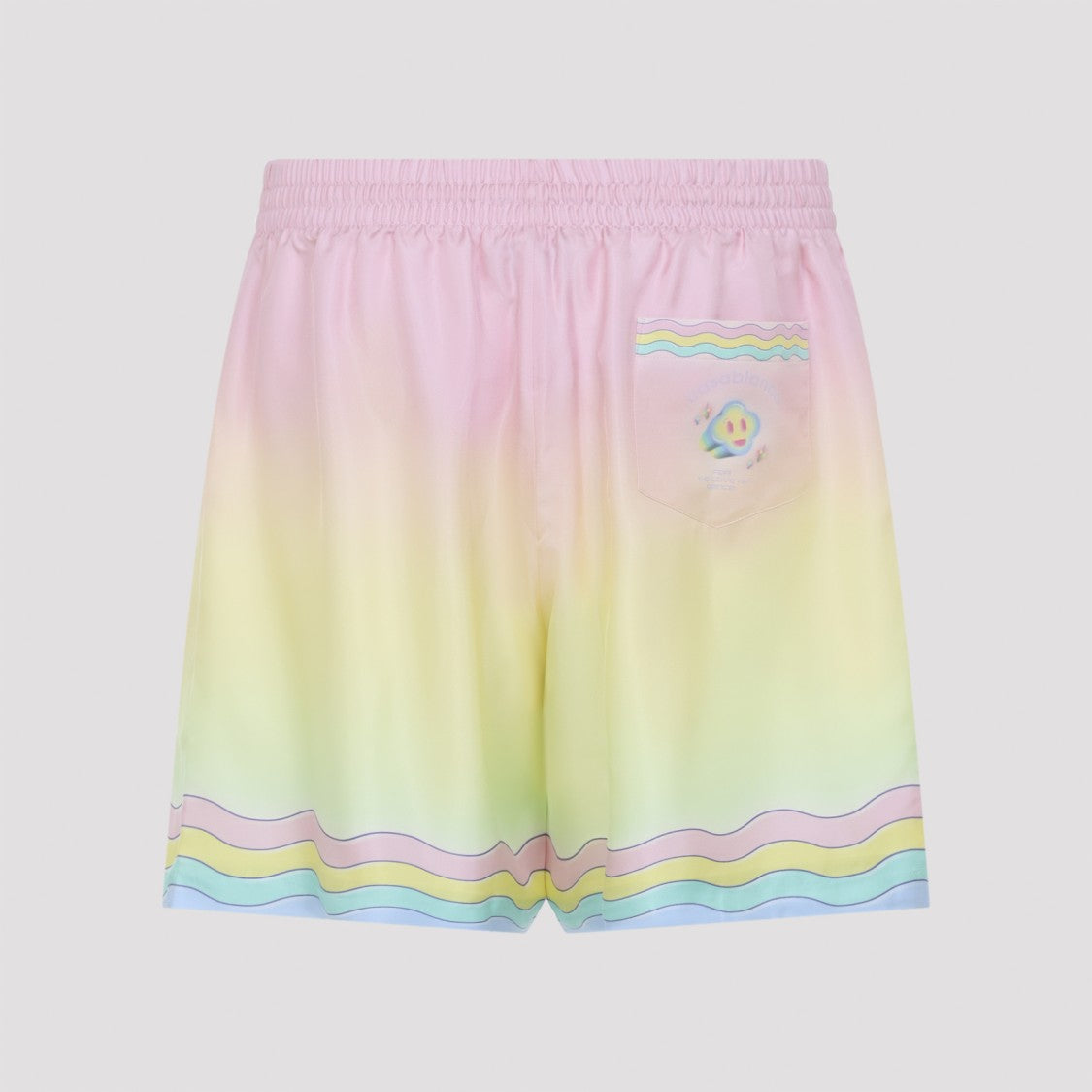 Casablanca Pastel Gradient Silk Bermudas With Wavy Stripe Hem