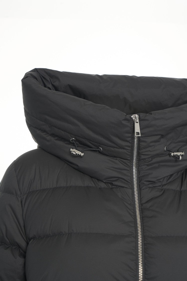 Add High Collar Puffer Coat With Horizontal Quilting