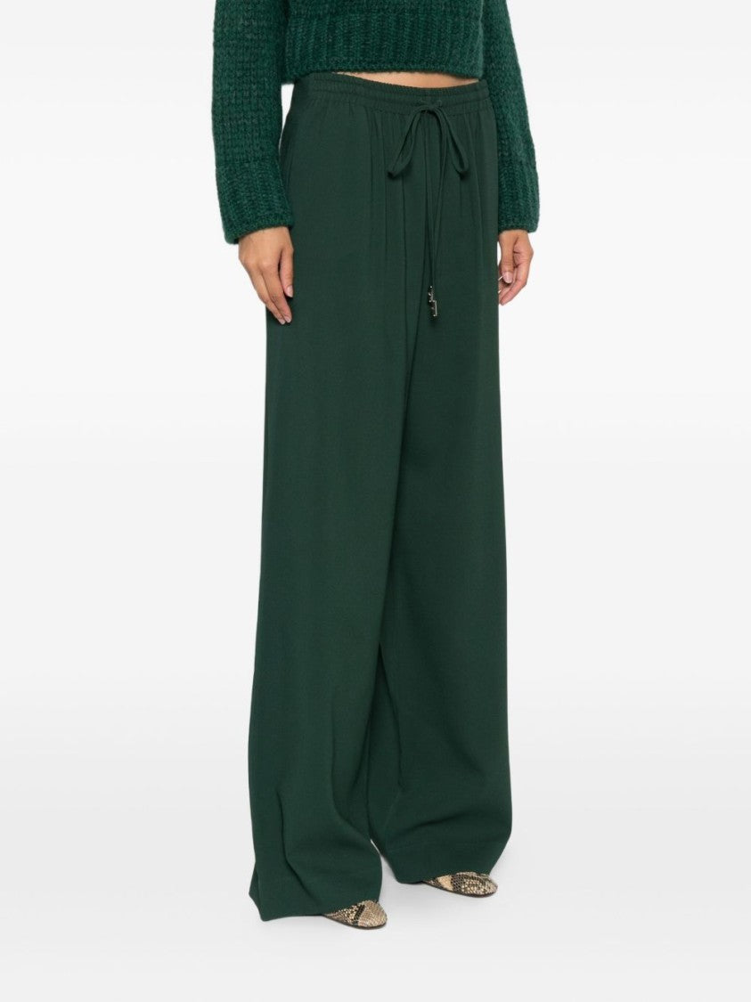 Ermanno Scervino Wide-Leg Trousers In Soft Green Viscose Blend