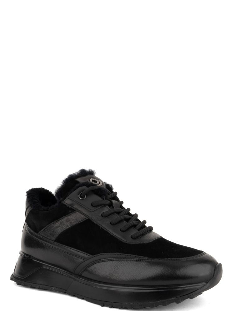 Adrianna Feretti Black Lace-Up Suede Panels Leather Ankle Boots