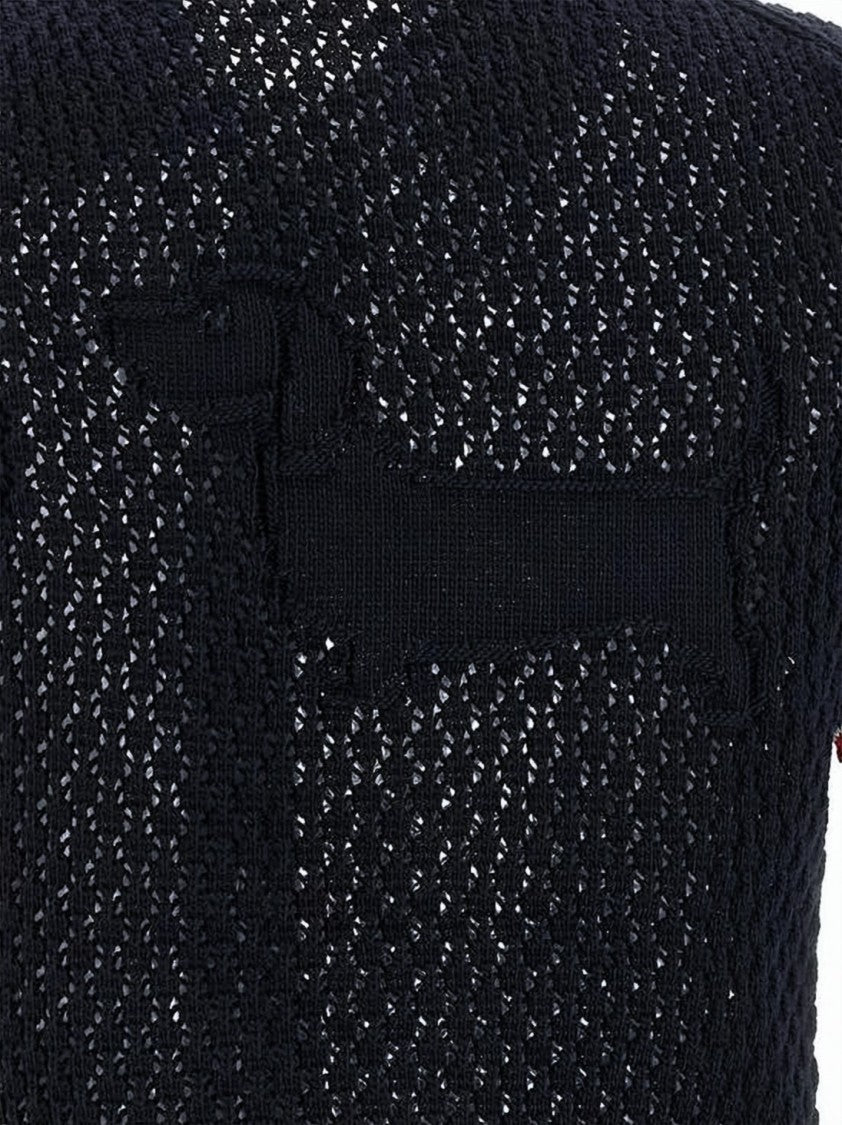 Thom Browne Textured Knit Polo Shirt With Classic Collar
