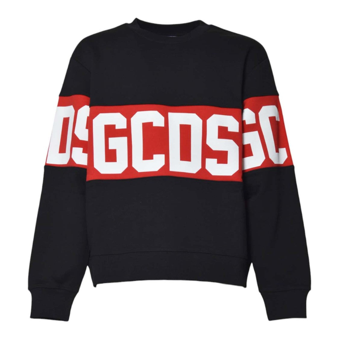 Gcds Black Sweater With Bold Red Band And Block Letters