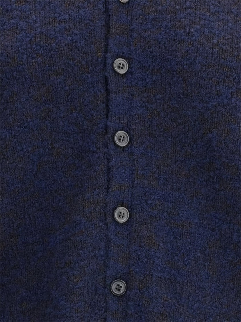 Maison Margiela Cropped Deep V-Neck Cardigan With Textured Knit