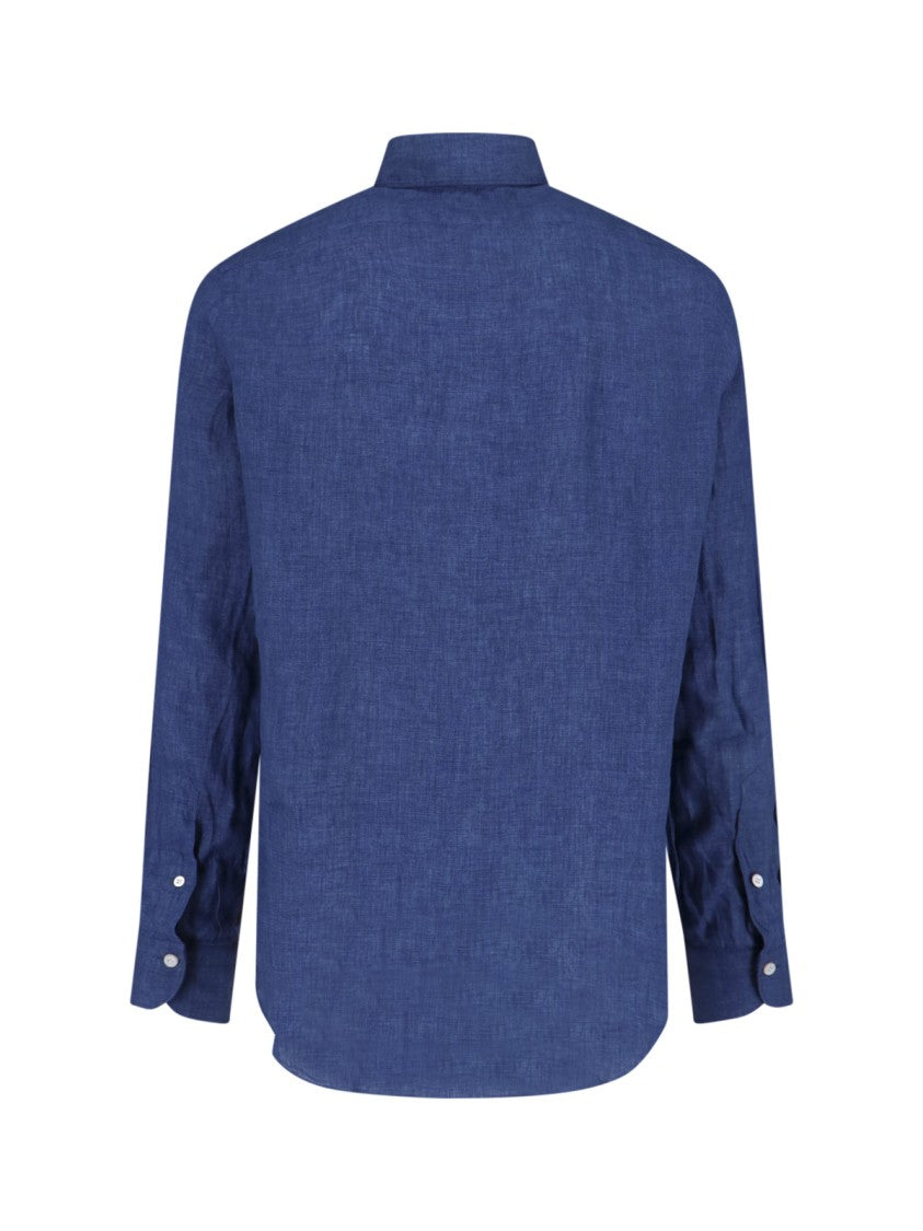Finamore Blue Gaeta Linen Shirt