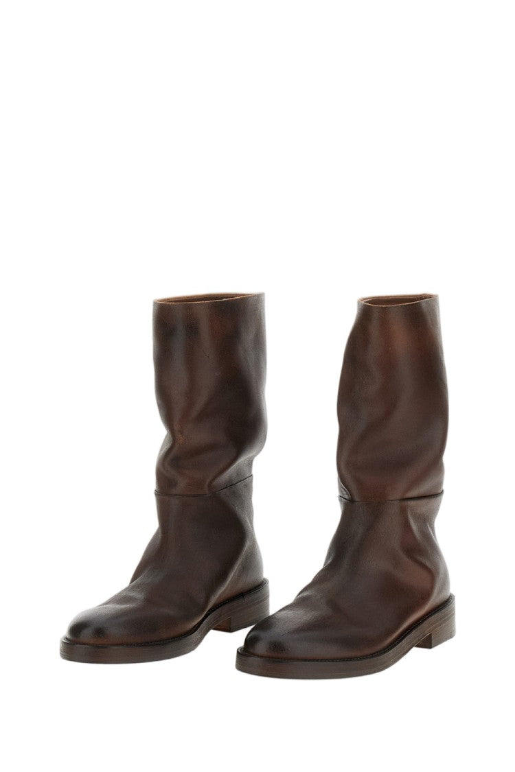 Marsèll Brown Tubetto Basalto Slouchy Leather Calf Boots